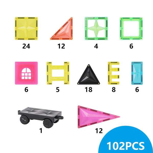 🌟NEW🌟[GB] 102 PCS Fluorescent Magnetic Tiles