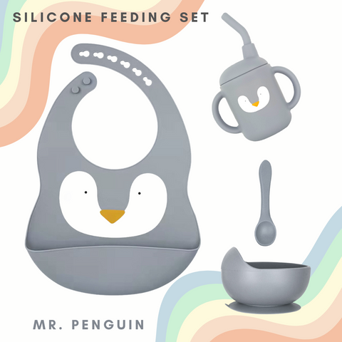[PO] Animal Buddy Silicone Feeding Gift Set - Mr. Penguin