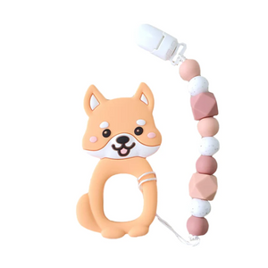 Cute Shiba (Apricot) Teether Clip Set