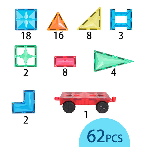 MNTL 62 PCS Basic Teaching AIDS Series Magnetic Tiles
