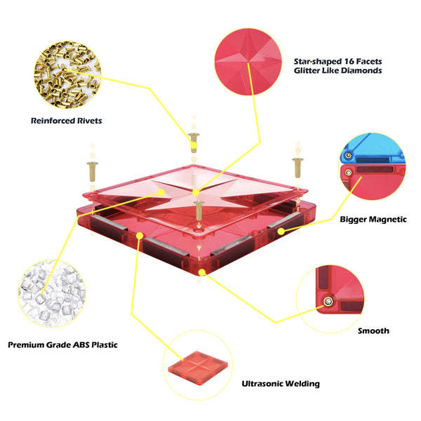 MNTL 62 PCS Basic Teaching AIDS Series Magnetic Tiles