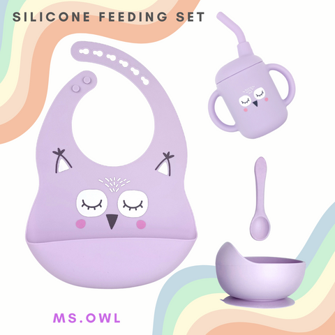 [PO] Animal Buddy Silicone Feeding Gift Set - Ms. Owl