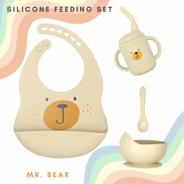 [PO] Animal Buddy Silicone Feeding Gift Set - Mr. Bear
