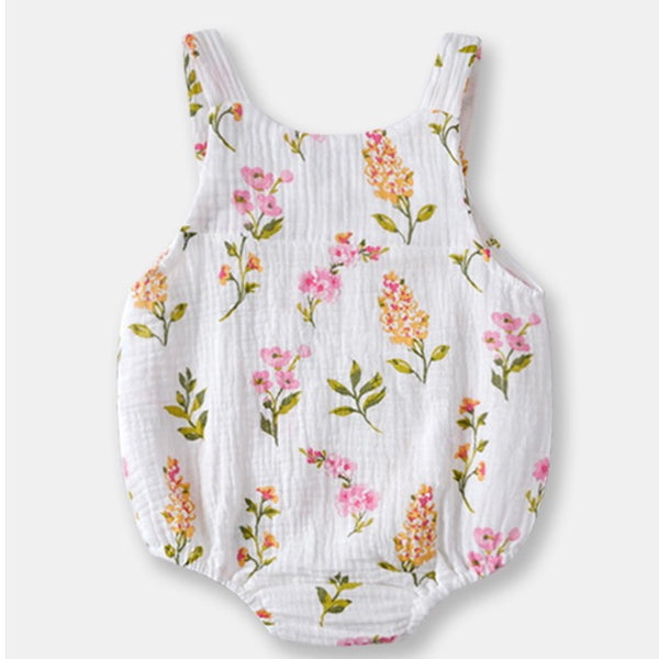 Val Summer Floral Sleeveless Baby Romper