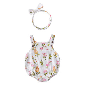 Val Summer Floral Sleeveless Baby Romper