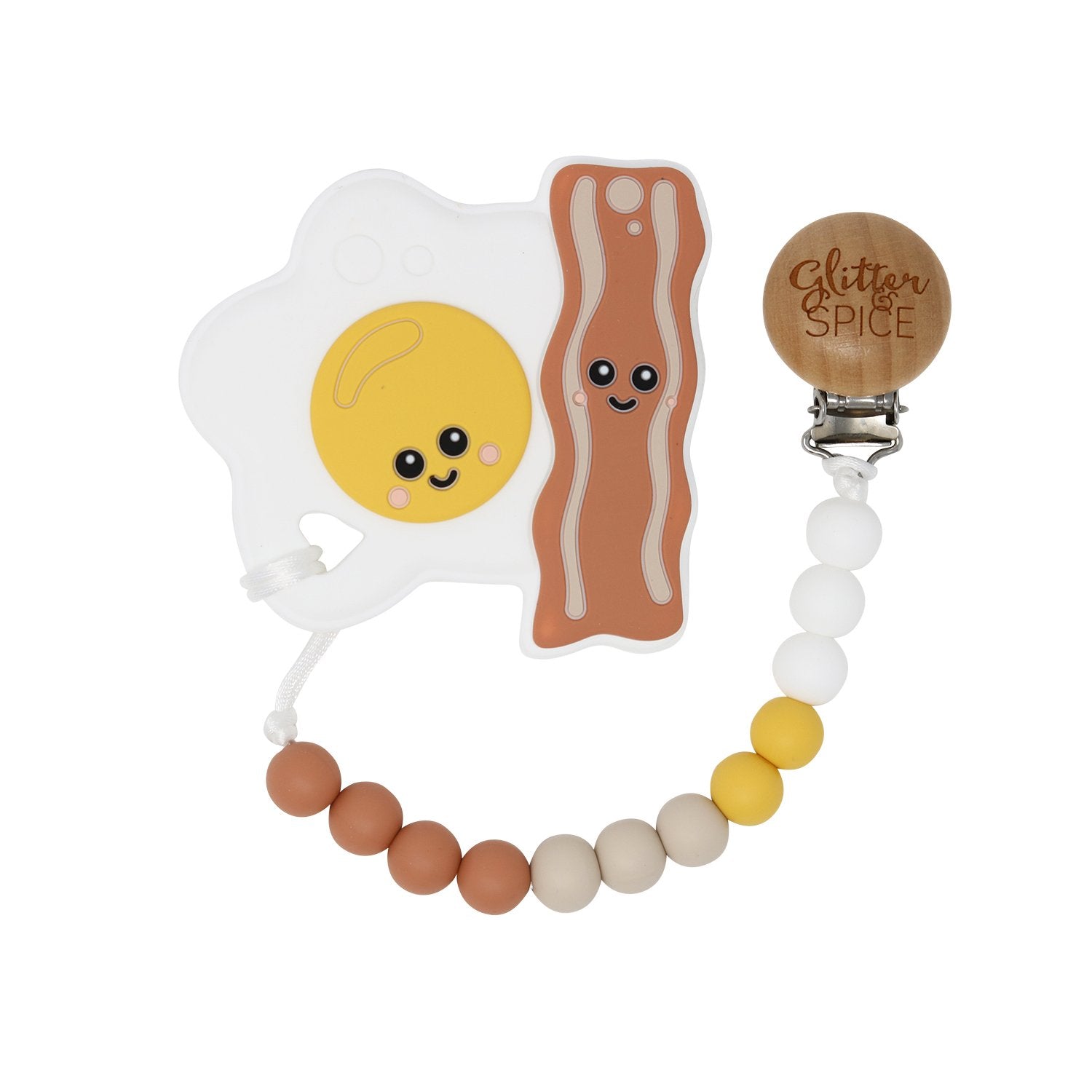 Eggs and Bacon Teether Clip Set