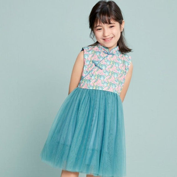 Sandrea Floral Oriental Tulle Dress - Size 140