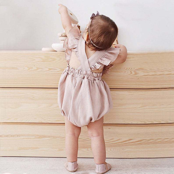 Lyla Linen Ruffle Sleeve Romper