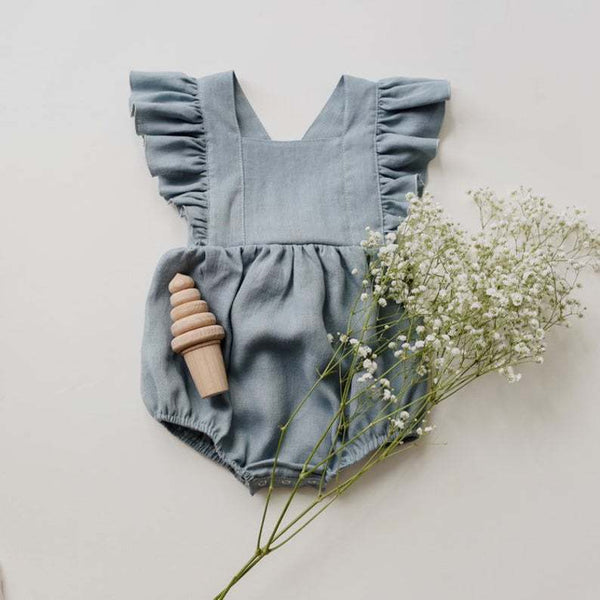 Lyla Linen Ruffle Sleeve Romper