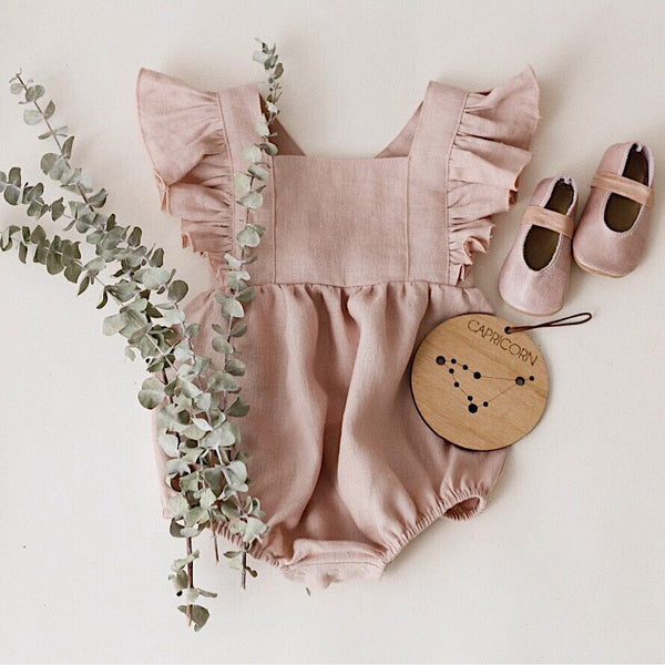 Lyla Linen Ruffle Sleeve Romper