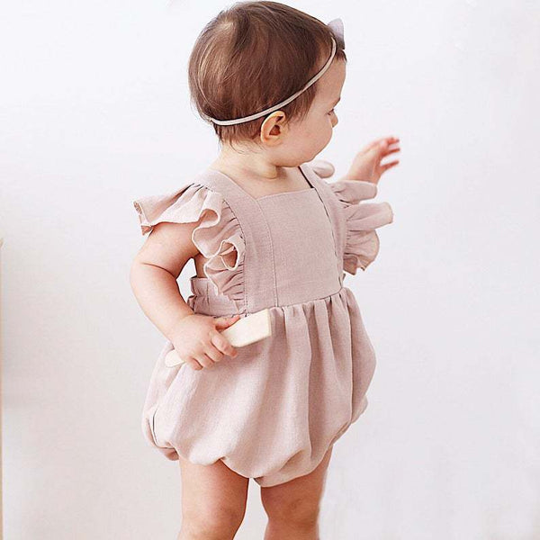 Lyla Linen Ruffle Sleeve Romper