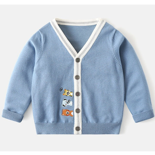 [PO] Liam Boys Animals Embroidered Cardigan