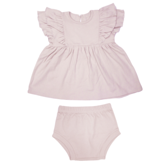 Organic Cotton Ruffle Dress & Bloomer (2 Piece Set)
