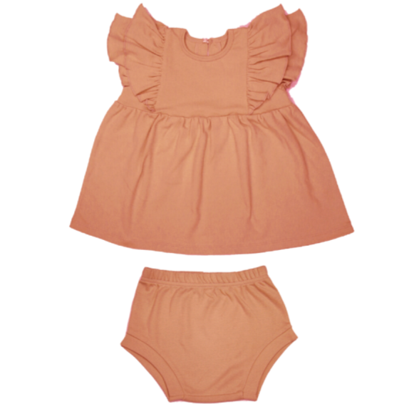 Organic Cotton Ruffle Dress & Bloomer (2 Piece Set)