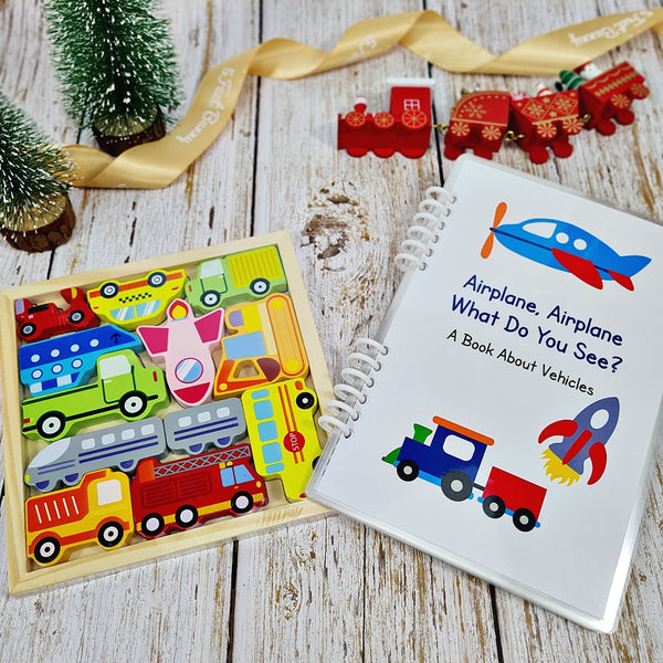 Transportation Quiet Book & Matching Puzzle Bundle
