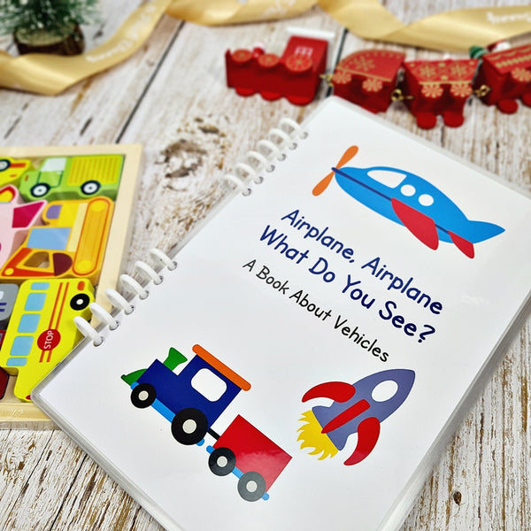 Transportation Quiet Book & Matching Puzzle Bundle