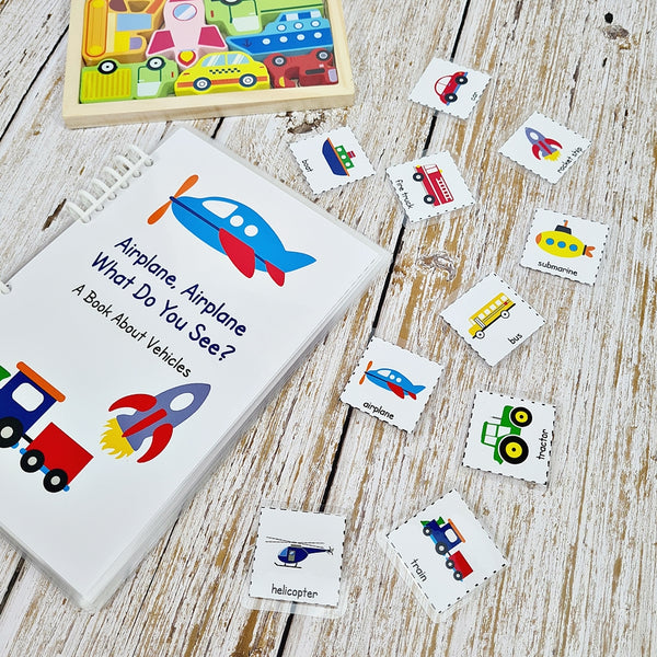 Transportation Quiet Book & Matching Puzzle Bundle