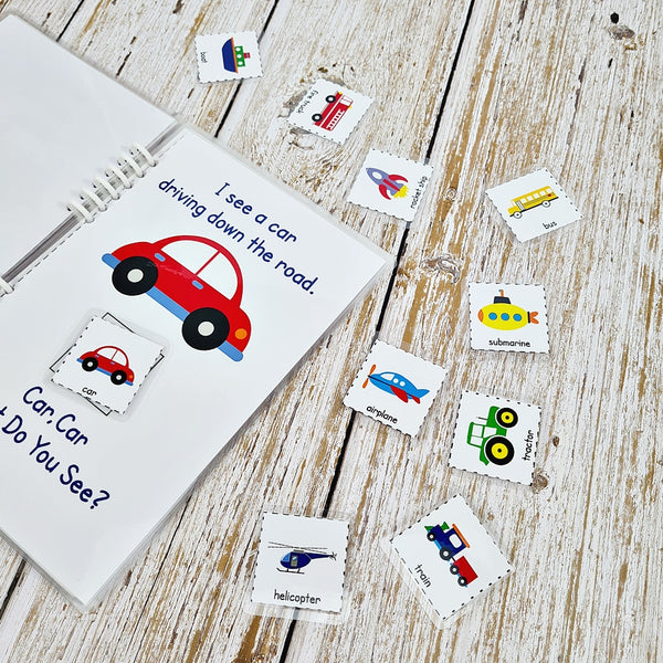 Transportation Quiet Book & Matching Puzzle Bundle