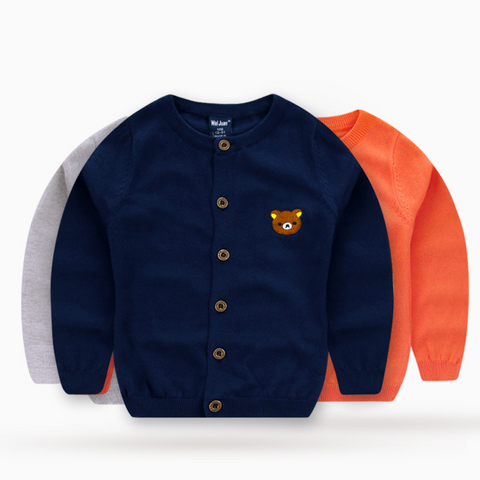 [PO] Boys Teddy Bear Embroidered Cardigan