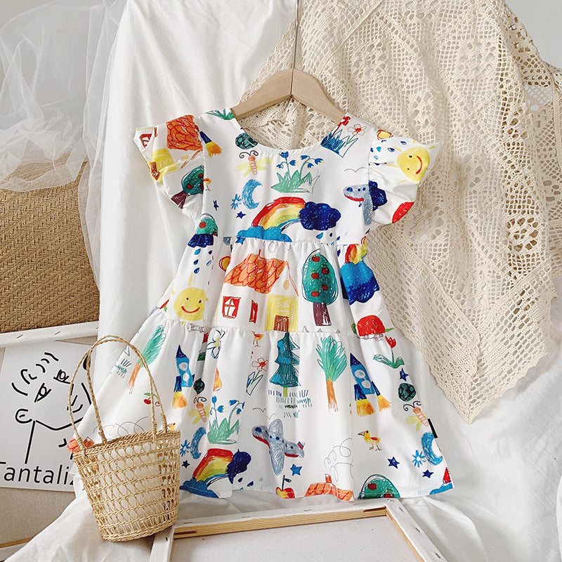 Gemma Doodle Puff-Sleeve Dress