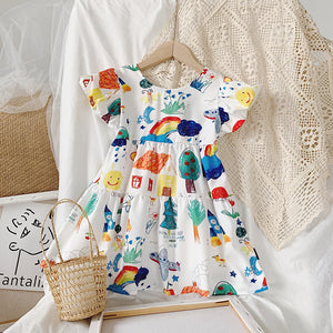 Gemma Doodle Puff-Sleeve Dress