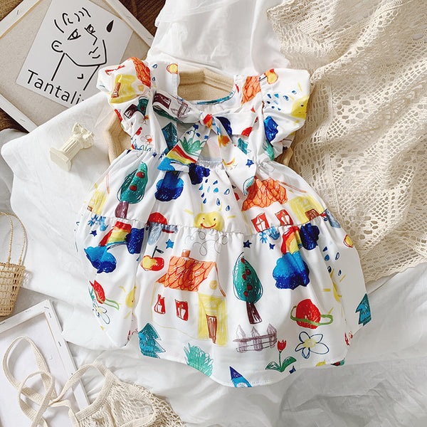 Gemma Doodle Puff-Sleeve Dress