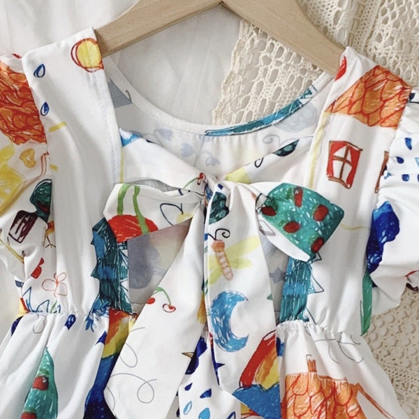 Gemma Doodle Puff-Sleeve Dress